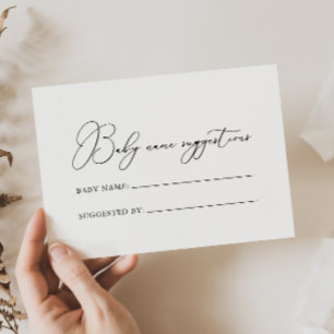 Cartão de Sugestões de Nome de Bebê Minimalista