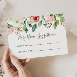 Cartão de Sugestões de Nome do Bebê Floral do E