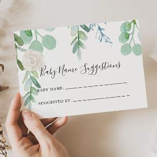 Cartão de Sugestões de Nome do Bebê Floral Trop