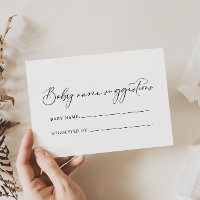 Cartão de Sugestões de Nome do Bebê para Caligrafi