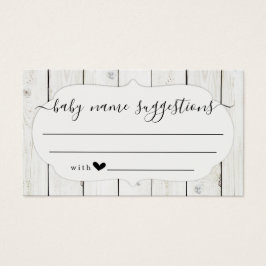 Cartão de Sugestões de Nome do Bebê para Chá de fr