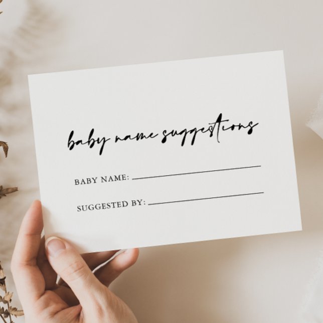 Cartão de Sugestões do Nome do Bebê Elegante Moder (Criador carregado)