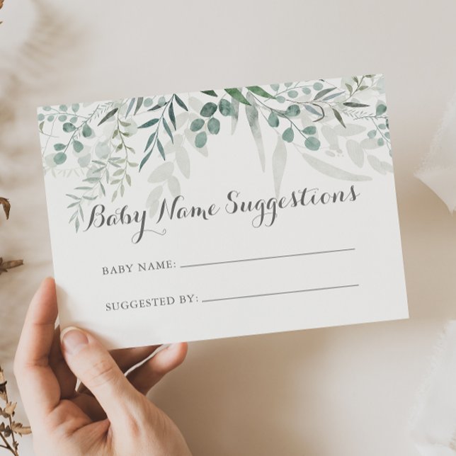 Cartão de Sugestões do Nome do Bebê Eucalyptus Min (Criador carregado)