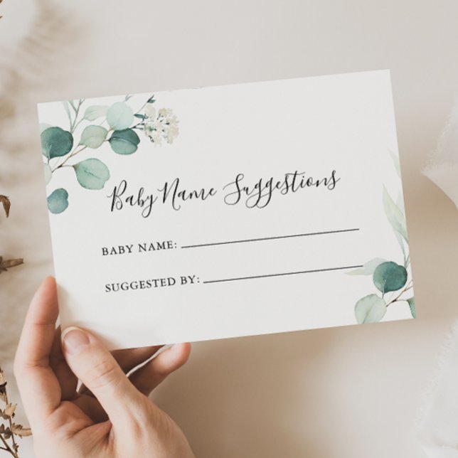 Cartão de Sugestões do Nome do Bebê Eucalyptus Ver (Criador carregado)