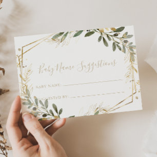 Cartão de Sugestões para Nome do Bebê Geométri