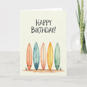 Cartão de Surf com Aquarela Doce