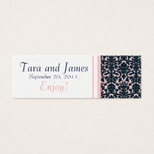 Cartão de Tag cor-de-rosa do favor do casamento