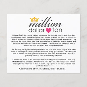 Cartão de Tan da cabana de milhão Tan do dólar