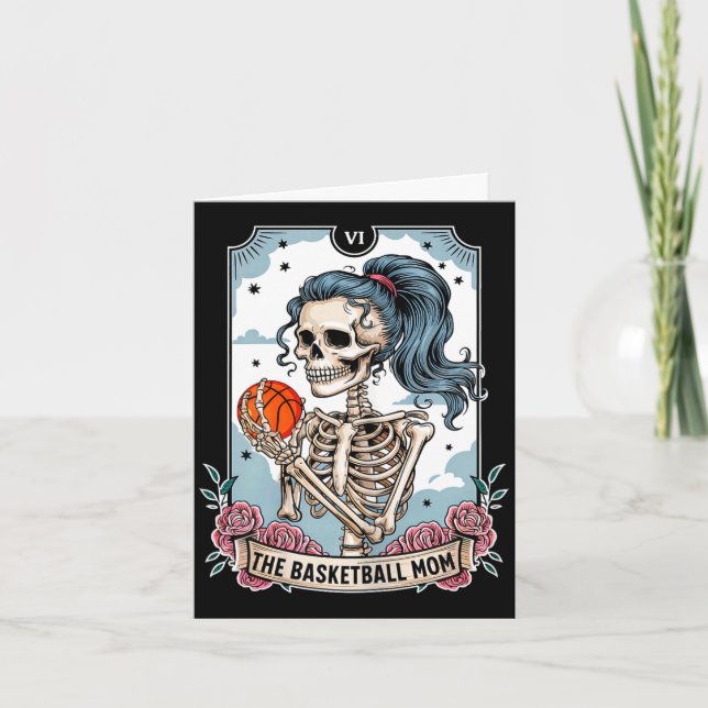 Cartão de tarô de mãe de basquete esqueleto de bas (Frente)