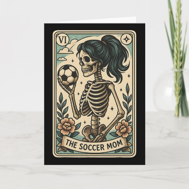 Cartão de Tarô de Mãe de Futebol Esqueleto Dia das (Frente)
