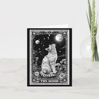 Cartão de Tarot de Gato Bruxa Lua Chapéu Halloween