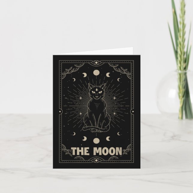 Cartão de Tarot de Gato da Lua Crescente Gráfico P (Frente)