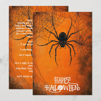 Cartão de teia de aranha personalizável Feliz Hall