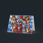 Cartão de tempo do papai noel<br><div class="desc">Papai noel e um par Sra. Cláusula</div>