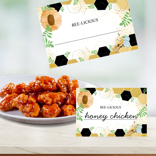 Cartão de Tenda de Comida BEE-licious em Branco (Criador carregado)