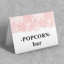 Cartão de Tenda Pink Lace Popcorn Bar