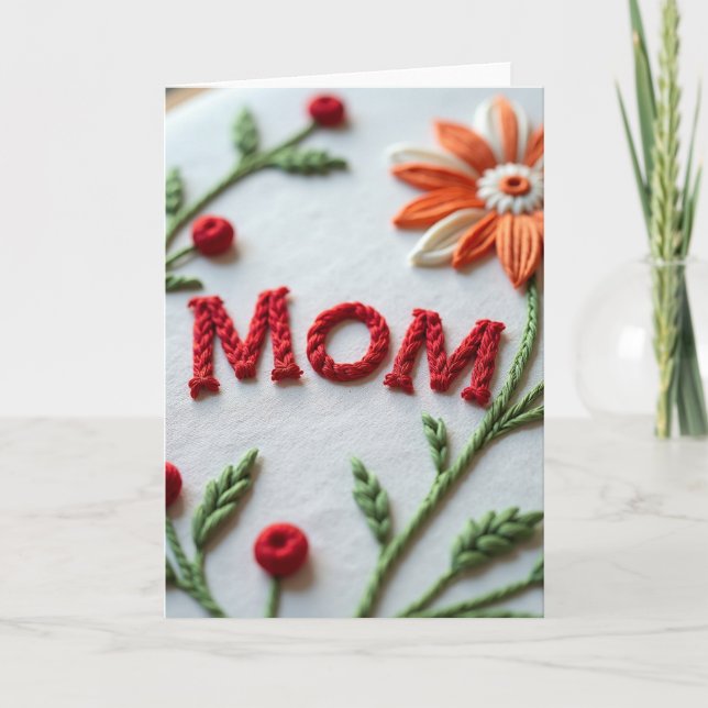 Cartão de Textil Floral da Mamãe Trançada (Frente)