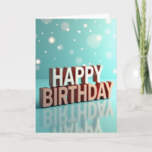 Cartão de texto de aniversário 3D festivo