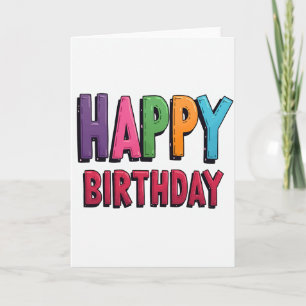 Cartão de Texto de Aniversário Colorido