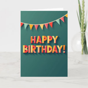 Cartão de Texto de Aniversário Dimensional