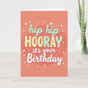 Cartão de Texto de Aniversário Hooray