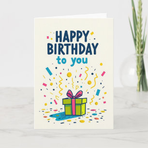 Cartão de Texto de Aniversário Vibrante