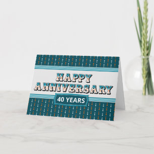Cartão de Texto Decorativo de 40 Anos de Aniversár