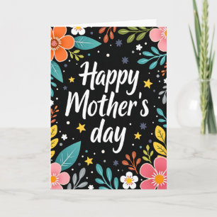 Cartão de texto do Dia das Mães brilhante
