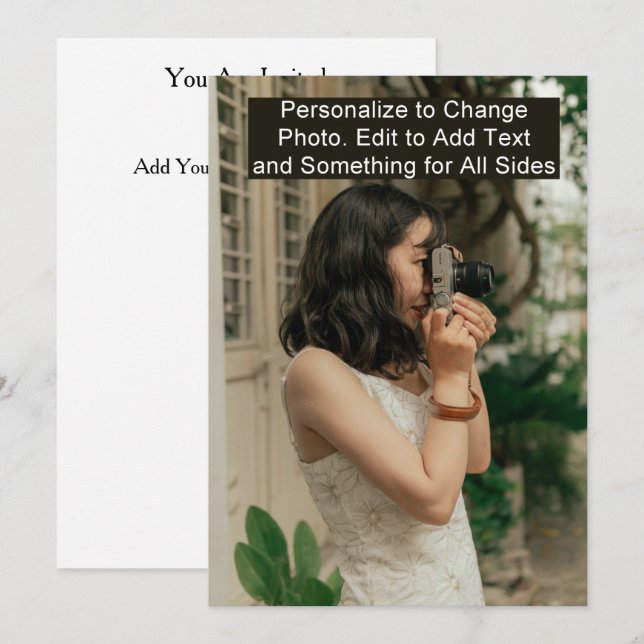 Cartão de Texto Fotográfico de Convite para Evento (Frente/Verso)