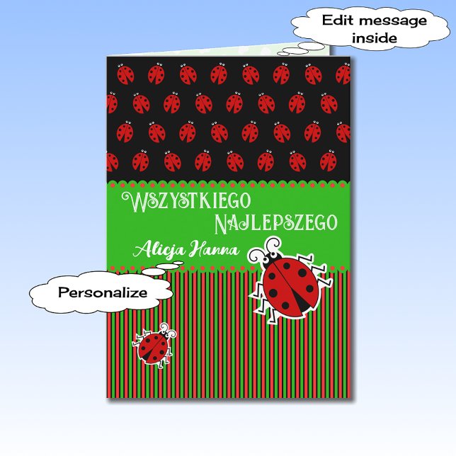 Cartão de texto personalizado polonês para o anive (Criador carregado)