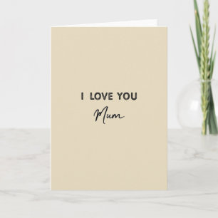 Cartão de Texto Simples Eu Te Amo Mãe