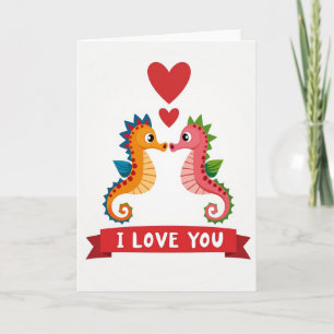 Cartão de Textura Brilhante de Amor de Cavalo-Mari