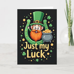 Cartão de Textura Brilhante do Leprechaun da Sorte