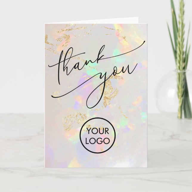 cartão de textura de opala branca obrigado (Frente)