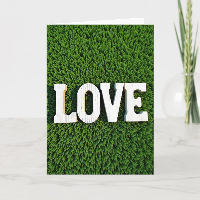 Cartão de Textura Verde de Amor Simples (Frente)