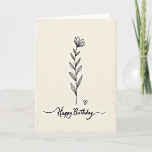 Cartão de Tinta Botânica para Desejos de Aniversár