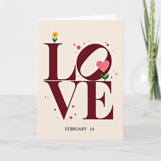 Cartão de Tipografia de Amor Sincero (Frente)