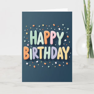 Cartão de Tipografia de Aniversário Pastel
