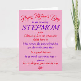 Cartão de Tipografia Rosa Dia de as mães Stepma