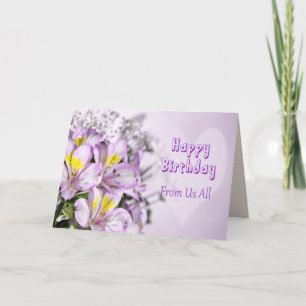 Cartão De todos nós Aniversário com flores de lírio al
