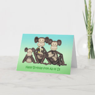 Cartão De todos nós Cartoon de Aniversário de Uma Família