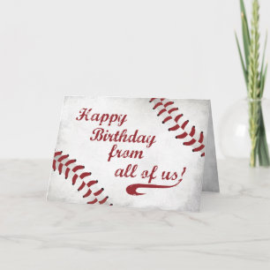 Cartão De Todos Nós Feliz Aniversário Grande Grunge Baseb
