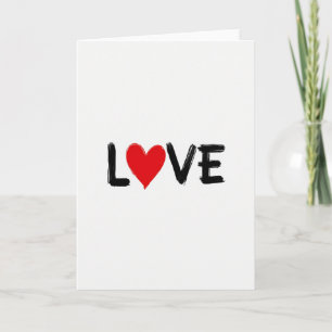 Cartão de Traço de Pincel de Coração de Amor Simpl
