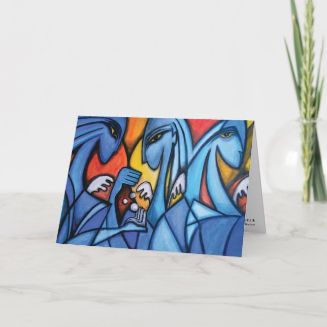 Cartão de três anjos azuis (Frente)