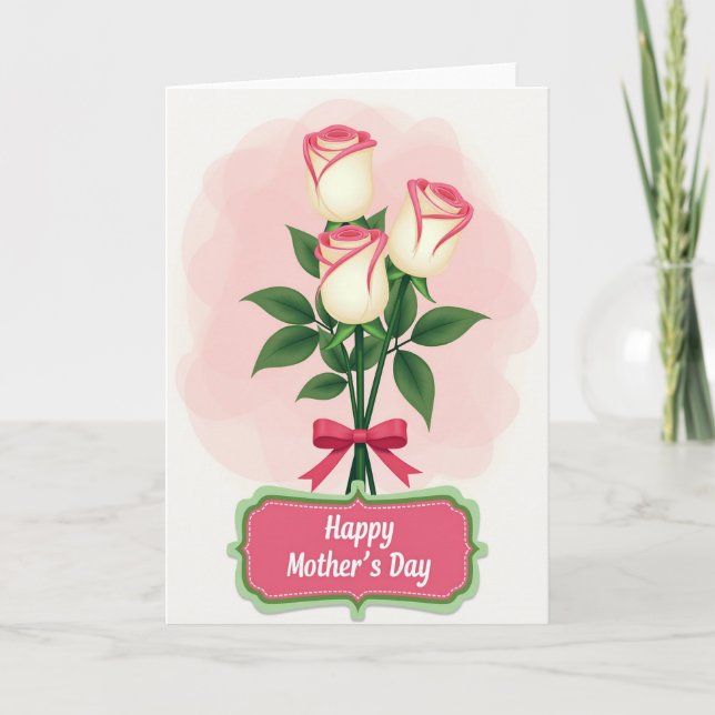 Cartão de Tributo do Dia das Mães Rosa (Frente)