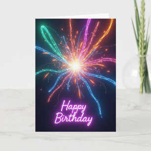 Cartão de Trilhas de Luz de Aniversário Radiante