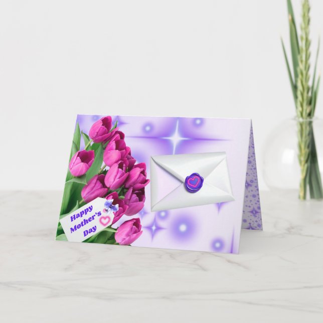 Cartão de Tulipas do Dia das Mães (Frente)