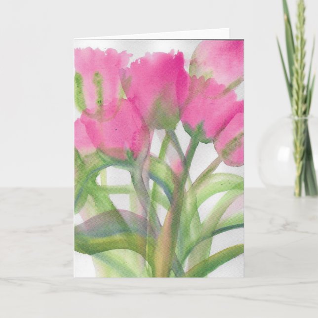 Cartão de Tulipas Rosa (Frente)
