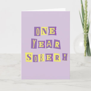 Cartão de Um Ano de Sobriedade com envelope ~ 13x1