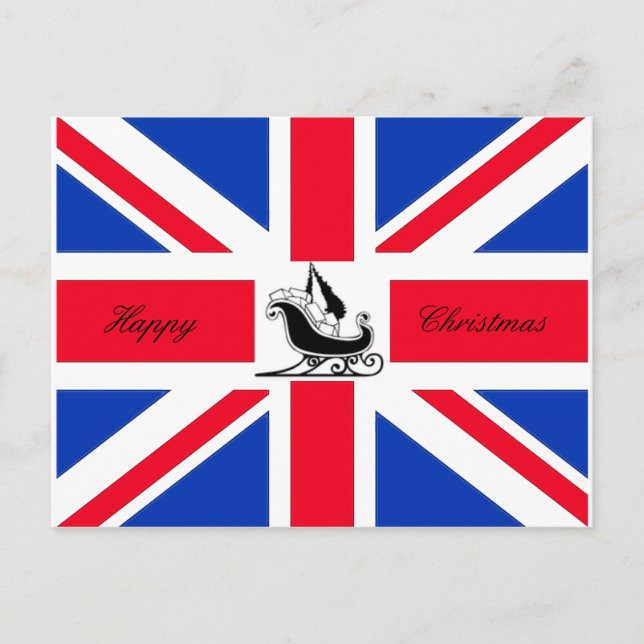 Cartão de Union Jack do Natal feliz (Frente)